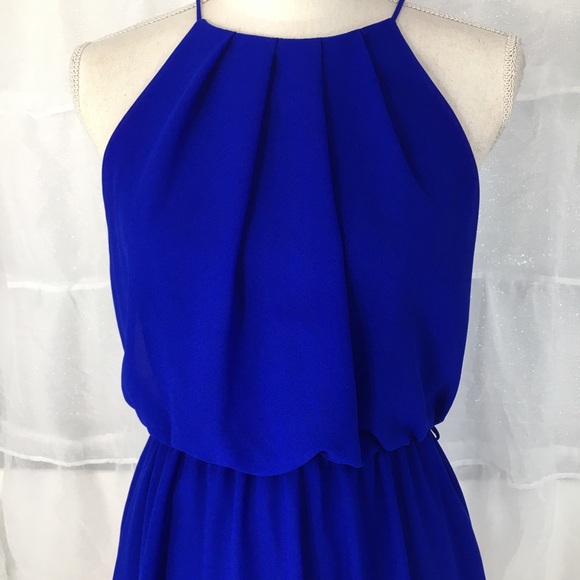 Lac Bleu, Royal Blue Short Chiffon Dress - Picture 3 of 11